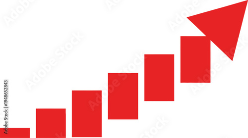 Increasing trend graph with red bars and arrow