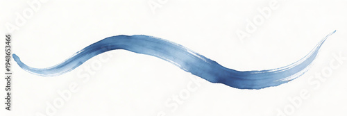 Abstract blue watercolor brush stroke wavy line illustration. Smooth, flowing, artistic design element with clean, minimalist aesthetic for decorative or background use.