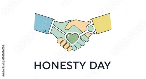 Two hands shaking with heart symbol on honesty day representing trust and partnership