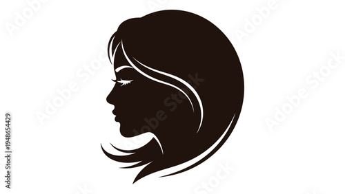 A minimalist illustration of a woman's head in profile view with a simple yet elegant design