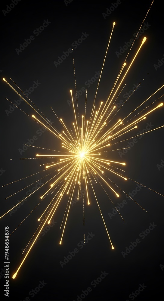 Fototapeta premium Sparkling firework explode in night sky with bright yellow light