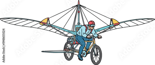 Person Pedal Powered Hang Gliding Adventure Illustration Vector Art