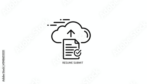 Cloud Resume Upload Icon: Digital Job Application and Online Hiring Process