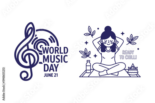 World Music Day Illustration with Treble Clef – June 21 Music Festival Vector Design