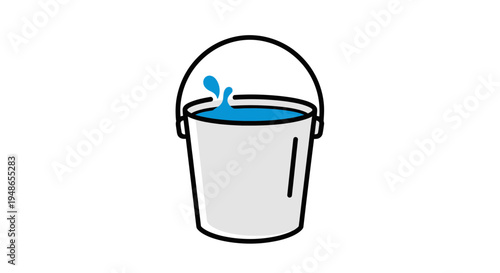 Bucket of water with splash, simple illustration