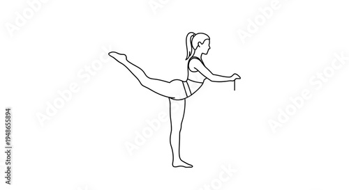 Ballet Dancer Performing Arabesque Pose at Barre