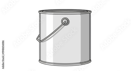 Blank Metal Paint Can with Handle, Isolated on White Background, Ready for Design