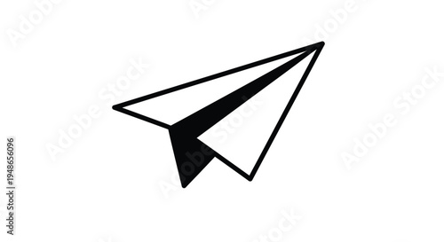 Simple black and white illustration of a folded paper airplane