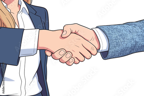 Business people shake hands to finalize a deal in an office setting during daytime hours