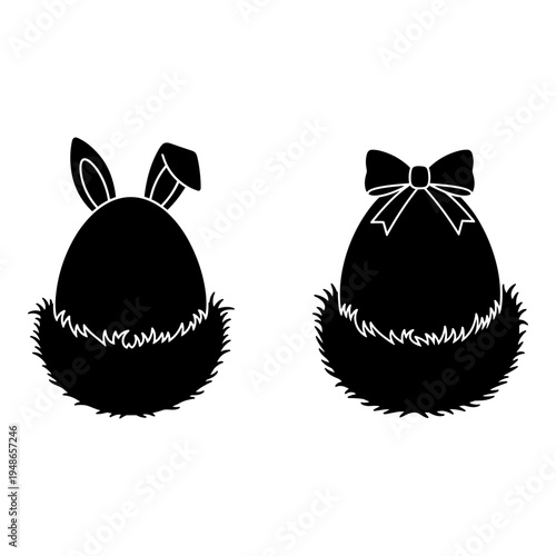 Easter egg characters with playful accessories and fluffy bases Vector, illustration