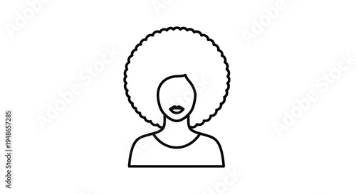 Afro Hairstyle Icon, Black Woman Silhouette, Curly Hair, Minimalist Vector Art