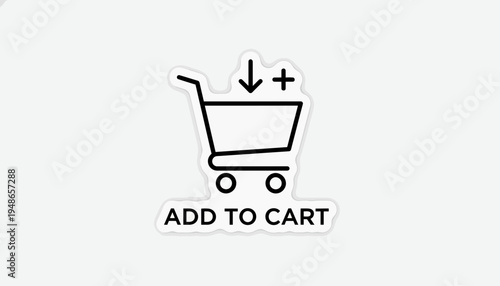 Add to Cart Icon with Plus Sign and Down Arrow, E-commerce Shopping Concept