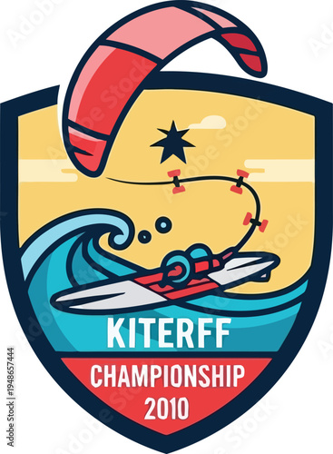 Kiteboarding Championship 2010 Vector Logo Shield Badge Design