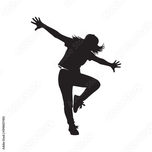 Vector illustration. Hip hop dancer silhouette