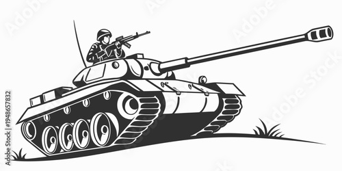 a tank with a soldier on top Vector