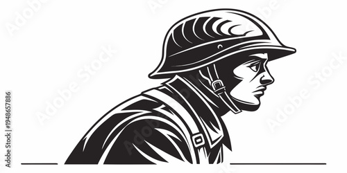 a firefighter wearing a helmet and uniform Vector