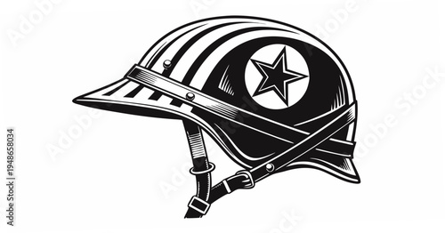 a black and white illustration of a confederate army helmet Vector
