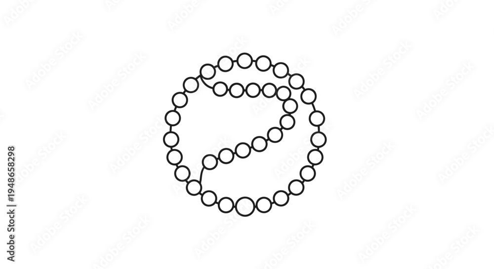 Obraz premium Abstract Circle of Beads, Connected Pearls, Minimalist Design, Elegant Pattern