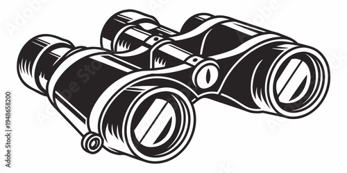 a pair of black binoculars with a detailed design Vector