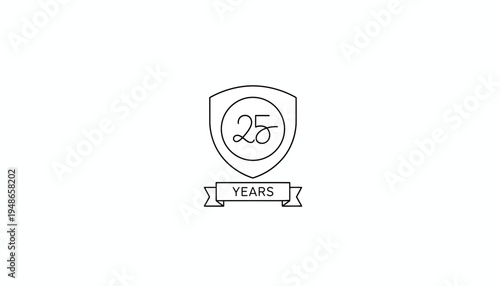 25th Anniversary Emblem with Ribbon - 25 Years Celebration Badge Outline