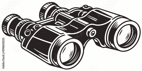a pair of black binoculars with a detailed design Vector