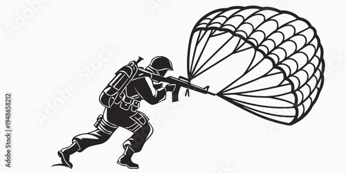 a person in a jumpsuit is deploying a parachute Vector