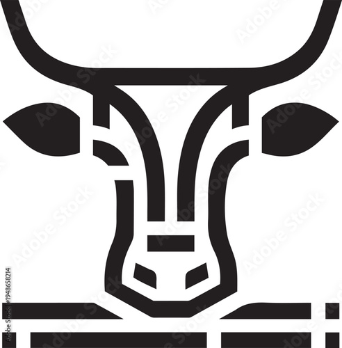 Cow head black and white logo vector icon. Farm animal symbol