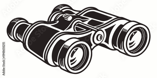 a pair of black binoculars with a detailed design Vector