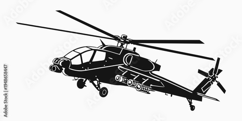 a black helicopter with rotors and tail rotor Vector