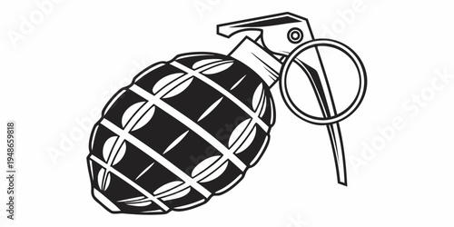a black and white drawing of a grenade Vector