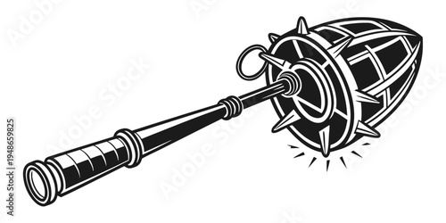 a large spiked ball and chain flail weapon Vector