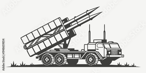 a large truck with a missile launcher on top Vector