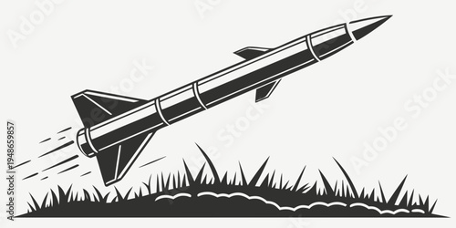 a rocket missile launching into the air Vector