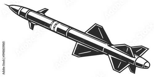 a missile with fins and guidance system Vector