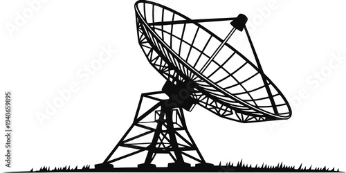 a large satellite dish on a metal tower Vector