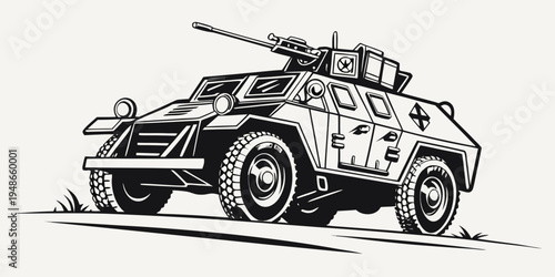 a military armored vehicle with a large gun Vector
