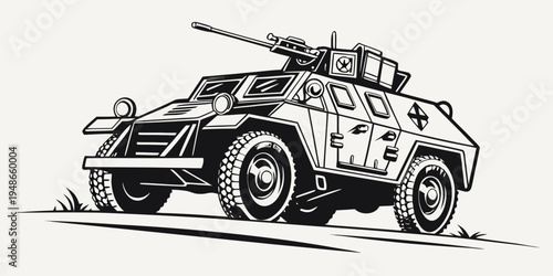 armored personnel carrier with a gun on top Vector