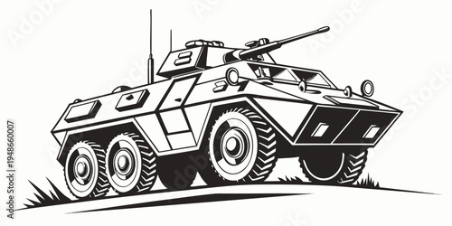 armored personnel carrier with a gun Vector