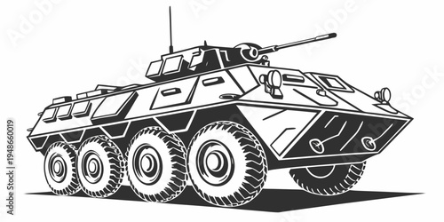 a military armored personnel carrier with a gun Vector