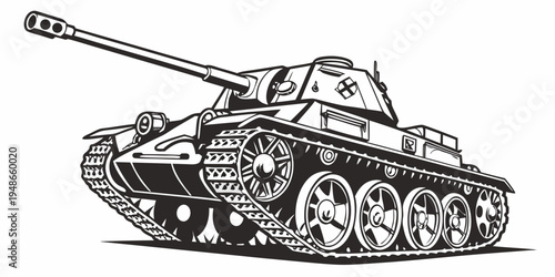 a black and white drawing of a tank Vector