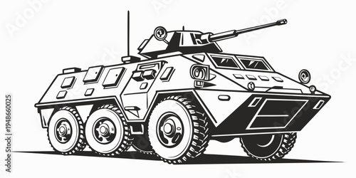 a military armored personnel carrier with a gun Vector