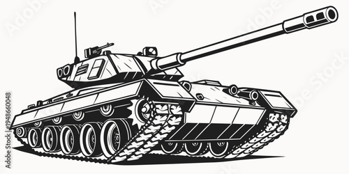 a black and white drawing of a tank Vector