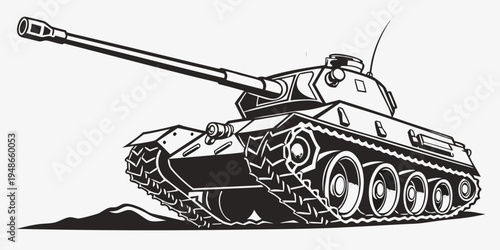 a black and white drawing of a tank Vector