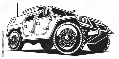 a black and white drawing of a futuristic car Vector