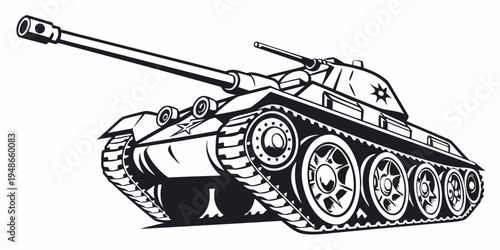 a black and white drawing of a tank Vector