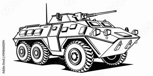 a military armored vehicle with a large gun Vector