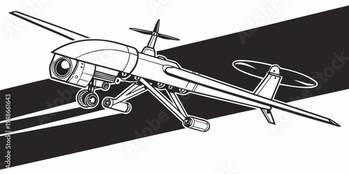 a small airplane flying on a runway Vector
