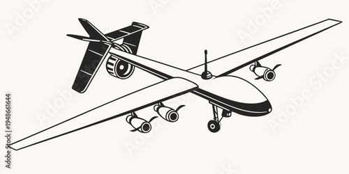 a large drone with multiple propellers and a long wingspan Vector