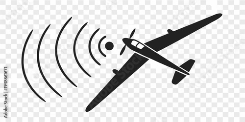 a small airplane flying through the air with sound waves Vector