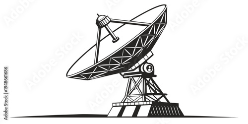 a large satellite dish on a metal tower Vector